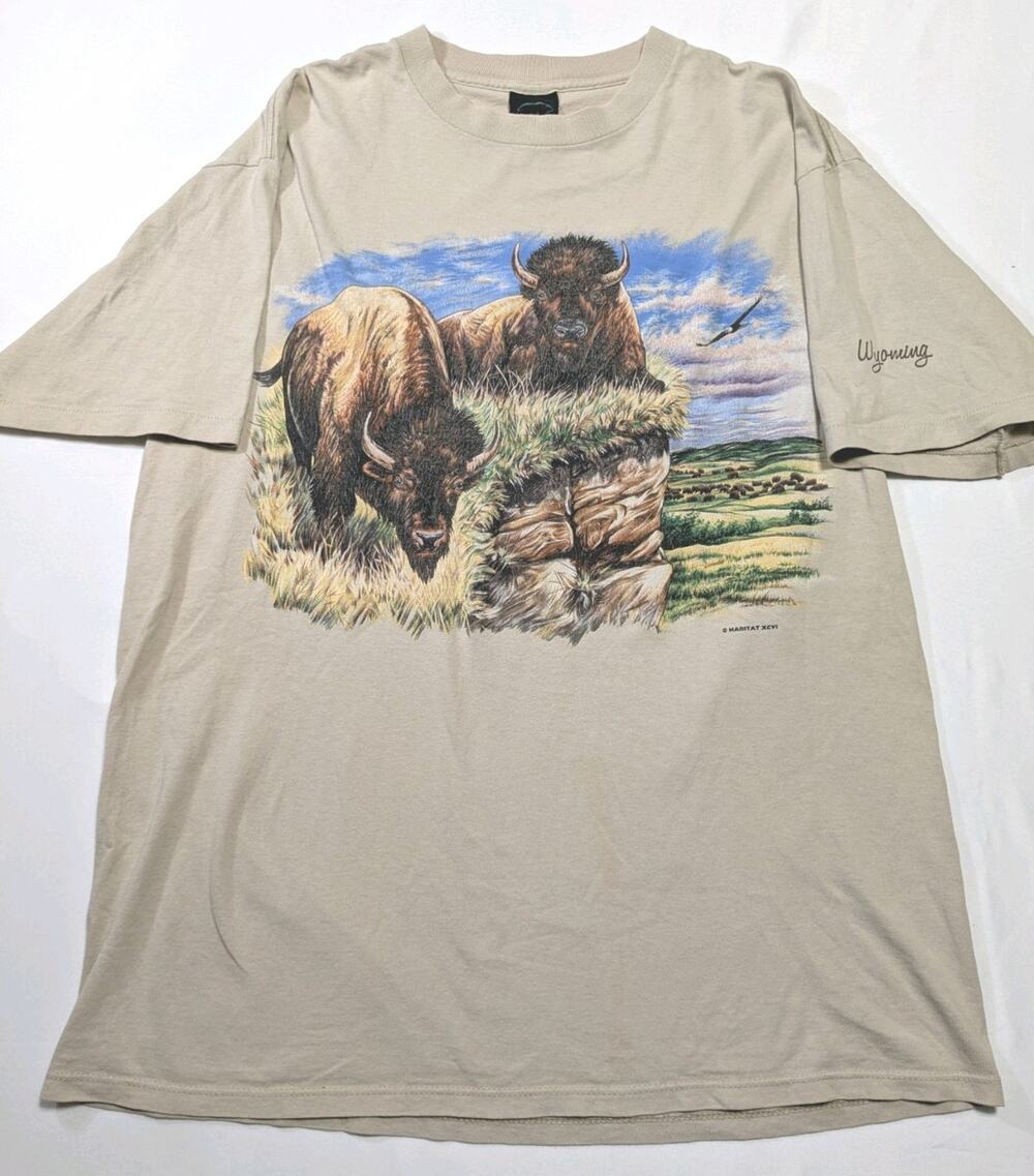 Vintage Buffalo T Shirt Wyoming Animal Nature Single Stitch 90s Bison Usa